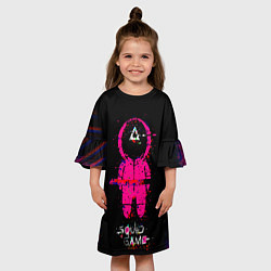 Платье клеш для девочки Игра в кальмара глитч, цвет: 3D-принт — фото 2