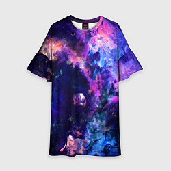 Платье клеш для девочки НЕОНОВЫЕ КОСМОС NEON SPACE, цвет: 3D-принт