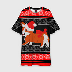 Детское платье Новогодний корги Новый Год