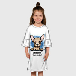 Платье клеш для девочки Собачка Чихуахуа, цвет: 3D-принт — фото 2