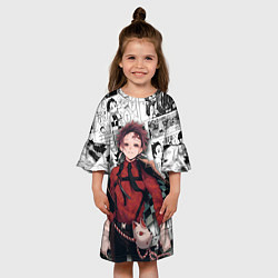Платье клеш для девочки Танджиро Камадо на манге, цвет: 3D-принт — фото 2