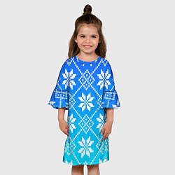Платье клеш для девочки ЗИМНИЙ НОВОГОДНИЙ УЗОР СВИТЕР, цвет: 3D-принт — фото 2