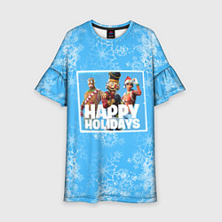 Платье клеш для девочки Happy holidays Fortnite, цвет: 3D-принт