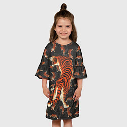Платье клеш для девочки Тигр-хищник, цвет: 3D-принт — фото 2