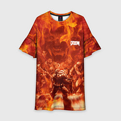 Платье клеш для девочки Hell Monster vs Doom, цвет: 3D-принт