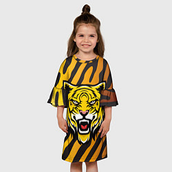 Платье клеш для девочки Рычащий тигр голова, цвет: 3D-принт — фото 2