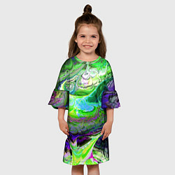 Платье клеш для девочки ТОКСИЧНЫЕ ОТХОДЫ НЕОНОВЫЙ ЗАЛИВ, цвет: 3D-принт — фото 2
