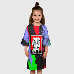 Платье клеш для девочки La Casa de Papel Resist, цвет: 3D-принт — фото 2