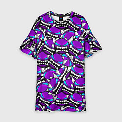 Платье клеш для девочки Geometry Dash: Violet Pattern, цвет: 3D-принт