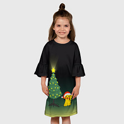 Платье клеш для девочки Пикачу с Ёлкой, цвет: 3D-принт — фото 2