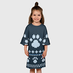 Платье клеш для девочки Вязанные тигровые лапки, цвет: 3D-принт — фото 2