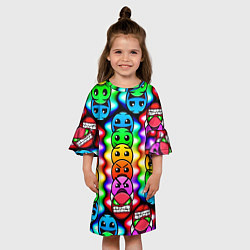 Платье клеш для девочки Geometry Dash: Smiles, цвет: 3D-принт — фото 2