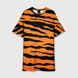 Платье клеш для девочки Шкура тигра вектор, цвет: 3D-принт