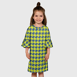 Платье клеш для девочки Сине-желтые гусиные лапки, цвет: 3D-принт — фото 2