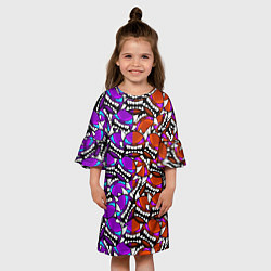 Платье клеш для девочки GEOMETRY DASH УРОВНИ КРАСНЫЙ И ФИОЛЕТОВЫЙ, цвет: 3D-принт — фото 2