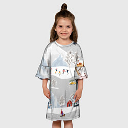Платье клеш для девочки Нoвoгодние Праздники 2022, цвет: 3D-принт — фото 2