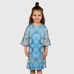 Платье клеш для девочки Коллекция Фрактальная мозаика Голубой 292-6-n Низ, цвет: 3D-принт — фото 2
