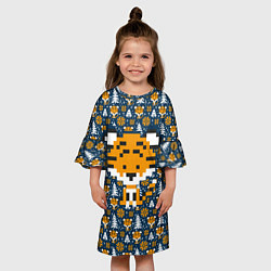 Платье клеш для девочки Вязаный тигренок, цвет: 3D-принт — фото 2