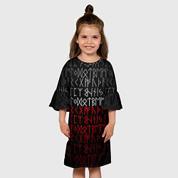 Платье клеш для девочки Славянская символика Руны, цвет: 3D-принт — фото 2