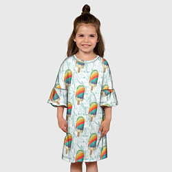 Платье клеш для девочки Разноцветное мороженое паттерном, цвет: 3D-принт — фото 2