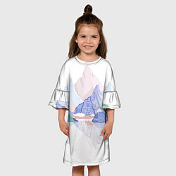 Платье клеш для девочки Разноцветные пастельные оттенки гор в отражении во, цвет: 3D-принт — фото 2