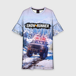 Платье клеш для девочки SnowRunner Гонки по бездорожью, цвет: 3D-принт