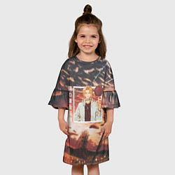 Платье клеш для девочки Стальной алхимик Fullmetal Alchemist, Эдвард Элрик, цвет: 3D-принт — фото 2