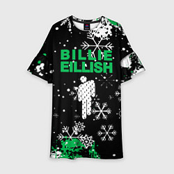 Платье клеш для девочки Billie eilish новый год снежинки, цвет: 3D-принт