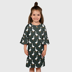 Платье клеш для девочки Гуси паттерн, цвет: 3D-принт — фото 2