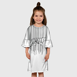 Платье клеш для девочки Черный Водяной Полосатый Тигр Новый Год 2022, цвет: 3D-принт — фото 2