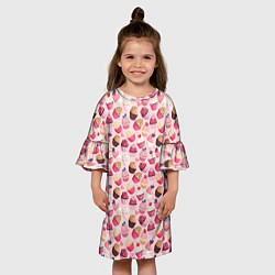 Платье клеш для девочки Пирожные с Ягодами, цвет: 3D-принт — фото 2