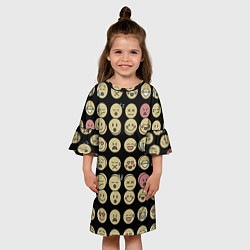 Платье клеш для девочки Смайлики эмодзи паттерном, цвет: 3D-принт — фото 2