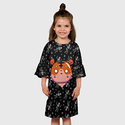 Платье клеш для девочки Тигр Dark скелеты, цвет: 3D-принт — фото 2