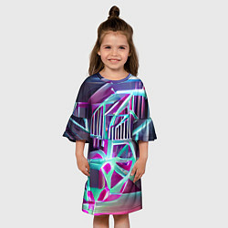 Платье клеш для девочки Неоновая трубка, цвет: 3D-принт — фото 2