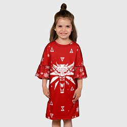 Платье клеш для девочки КРАСНЫЙ СВИТЕР ВЕДЬМАК НОВОГОДНИЙ, цвет: 3D-принт — фото 2