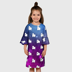 Платье клеш для девочки UNDERTALE DOGS PATTERN SPACE, цвет: 3D-принт — фото 2