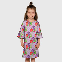 Платье клеш для девочки Овощной микс Vegan, цвет: 3D-принт — фото 2