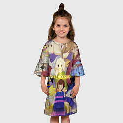 Платье клеш для девочки FRISK UNDERTALE, ALL HEROES GAME, цвет: 3D-принт — фото 2