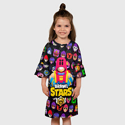 Платье клеш для девочки БРАВЛ СТАРС ГРОМ ПАТТЕРН, цвет: 3D-принт — фото 2