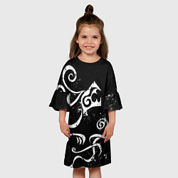 Платье клеш для девочки ТАТУИРОВКА ДРАКЕНА WHITE AND BLACK, цвет: 3D-принт — фото 2