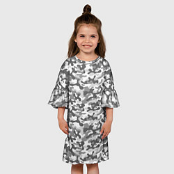 Платье клеш для девочки Серый Городской Камуфляж, цвет: 3D-принт — фото 2