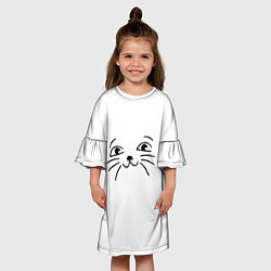 Платье клеш для девочки Милый котик на белом, цвет: 3D-принт — фото 2