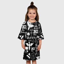 Платье клеш для девочки 30 Seconds to Mars: Паттерн логотипов, цвет: 3D-принт — фото 2