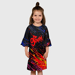 Платье клеш для девочки 9 грамм брызги красок, цвет: 3D-принт — фото 2