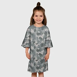 Платье клеш для девочки Серый Камуфляж городской, цвет: 3D-принт — фото 2