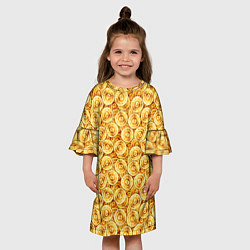 Платье клеш для девочки Золотые Биткоины, цвет: 3D-принт — фото 2