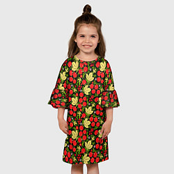 Платье клеш для девочки Черешни хохлома, цвет: 3D-принт — фото 2