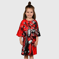 Платье клеш для девочки Бумажный дом огонь, цвет: 3D-принт — фото 2