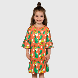 Платье клеш для девочки Паттерн из авокадо, цвет: 3D-принт — фото 2