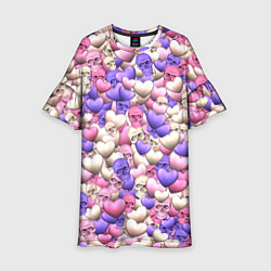 Платье клеш для девочки Сердечки-черепушки, цвет: 3D-принт